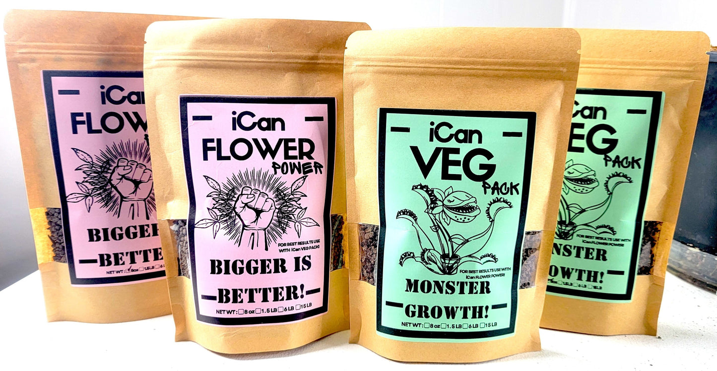 iCan VEG PACK and FLOWER POWER (BUNDLE) Organic Slow Release Fertilizer